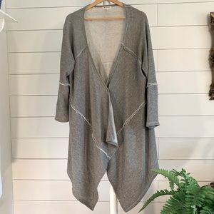 🌻 CY FASHION Gray French Terry Wrap Cardigan